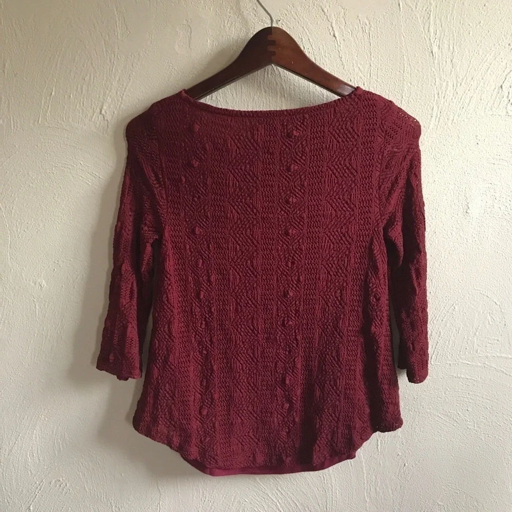 Meadow Rue | Burgundy Lace Melange Top